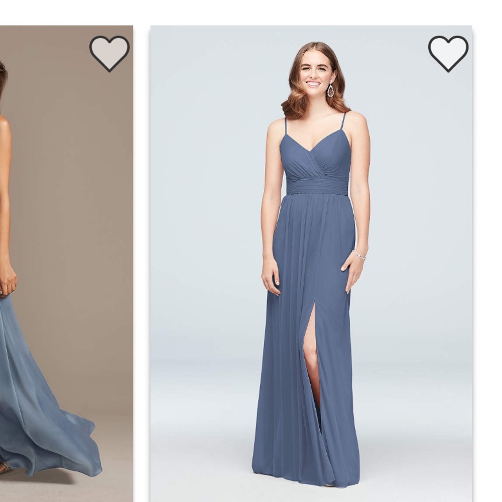 David’s Bridal Steel Blue Bridesmaid Dress New